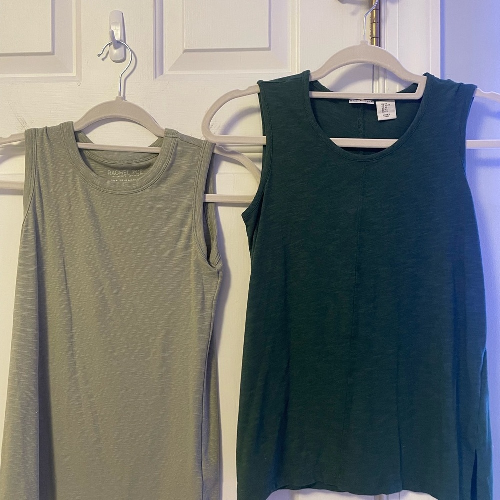 Set of 2 Max Studio and Rachel Zoe Green Muscle Tees Tanks XS